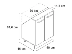 Sale Vicco Armário de cozinha para sótão inclinado carvalho goldkraft 60x46x81.6 r-line Natural escuro