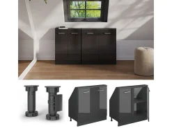 Móvel De Arrumação|Vicco Armário de cozinha para sótão inclinado antracite alto brilho 80x46x81.6 r-line Cinza antracite