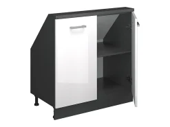 Móvel De Arrumação*Vicco Armário de cozinha para sótão inclinado alto brilho 80x46x81.6 r-line Branco