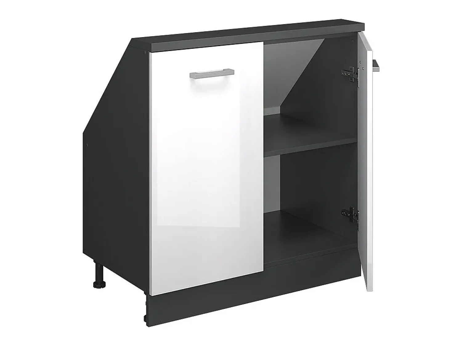 Móvel De Arrumação*Vicco Armário de cozinha para sótão inclinado alto brilho 80x46x81.6 r-line Branco