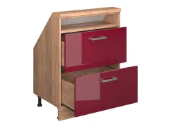 Móvel De Arrumação|Vicco Armário de cozinha para sótão inclinado alto brilho 60x46x81.6 r-line Vermelho