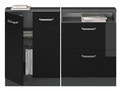 Vicco Armário de cozinha para sótão inclinado alto brilho 120x46x81.6 r-line^ Móvel De Arrumação