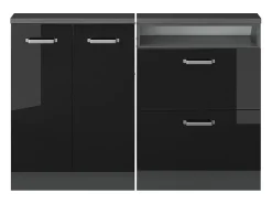 Vicco Armário de cozinha para sótão inclinado alto brilho 120x46x81.6 r-line^ Móvel De Arrumação