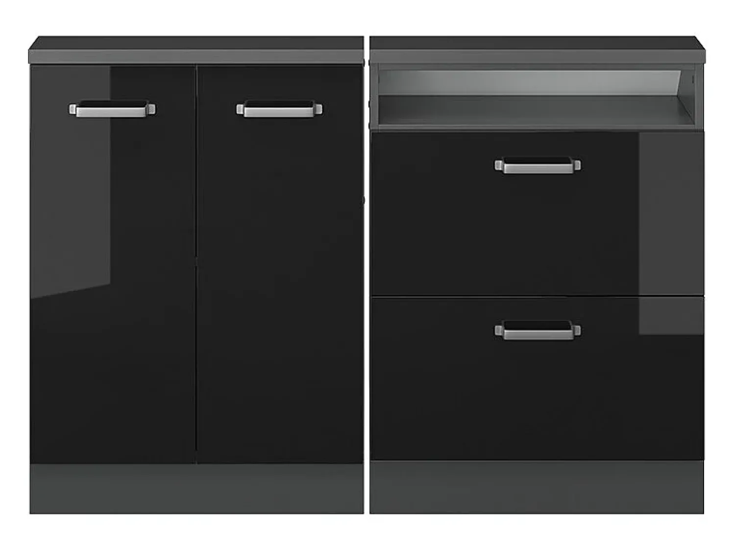 Vicco Armário de cozinha para sótão inclinado alto brilho 120x46x81.6 r-line^ Móvel De Arrumação