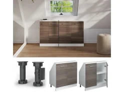 Vicco Armário de cozinha para sótão inclinado cinza nobre 80x46x81.6 r-line^ Móvel De Arrumação
