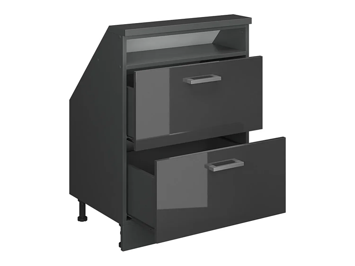 Vicco Armário de cozinha para sótão inclinado antracite alto brilho 60x46x81.6 r-line Cinza antracite