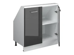 Vicco Armário de cozinha para sótão inclinado antracite alto brilho 80x46x81.6 r-line^ Móvel De Arrumação