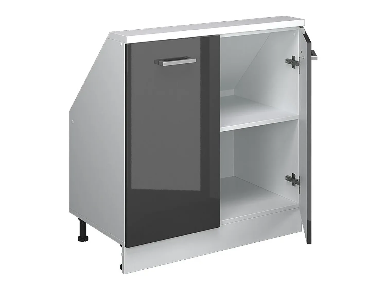 Vicco Armário de cozinha para sótão inclinado antracite alto brilho 80x46x81.6 r-line^ Móvel De Arrumação