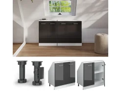 Vicco Armário de cozinha para sótão inclinado antracite alto brilho 80x46x81.6 r-line^ Móvel De Arrumação