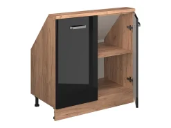 Móvel De Arrumação|Vicco Armário de cozinha para sótão inclinado alto brilho 80x46x81.6 r-line Preto