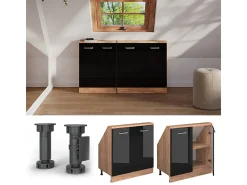 Móvel De Arrumação|Vicco Armário de cozinha para sótão inclinado alto brilho 80x46x81.6 r-line Preto