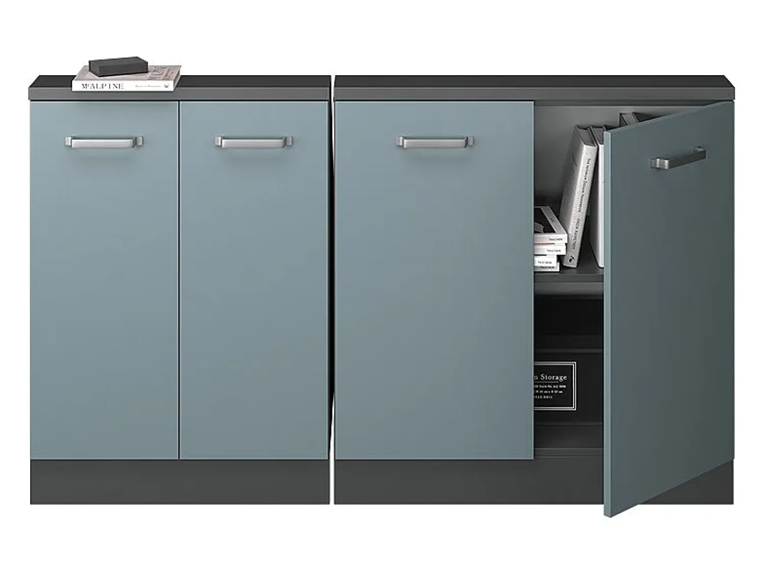 Móvel De Arrumação*Vicco Armário de cozinha para sótão inclinado -cinza 140x46x81.6 r-line Azul