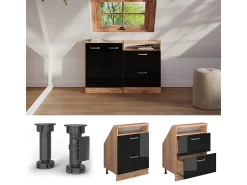 Móvel De Arrumação*Vicco Armário de cozinha para sótão inclinado alto brilho 60x46x81.6 r-line Preto