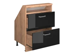 Móvel De Arrumação*Vicco Armário de cozinha para sótão inclinado alto brilho 60x46x81.6 r-line Preto
