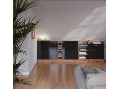 Vicco Armário de cozinha para sótão inclinado antracite alto brilho 120x46x81.6 r-line^ Móvel De Arrumação