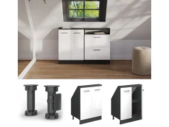 Vicco Armário de cozinha para sótão inclinado alto brilho 60x46x81.6 r-line^ Móvel De Arrumação