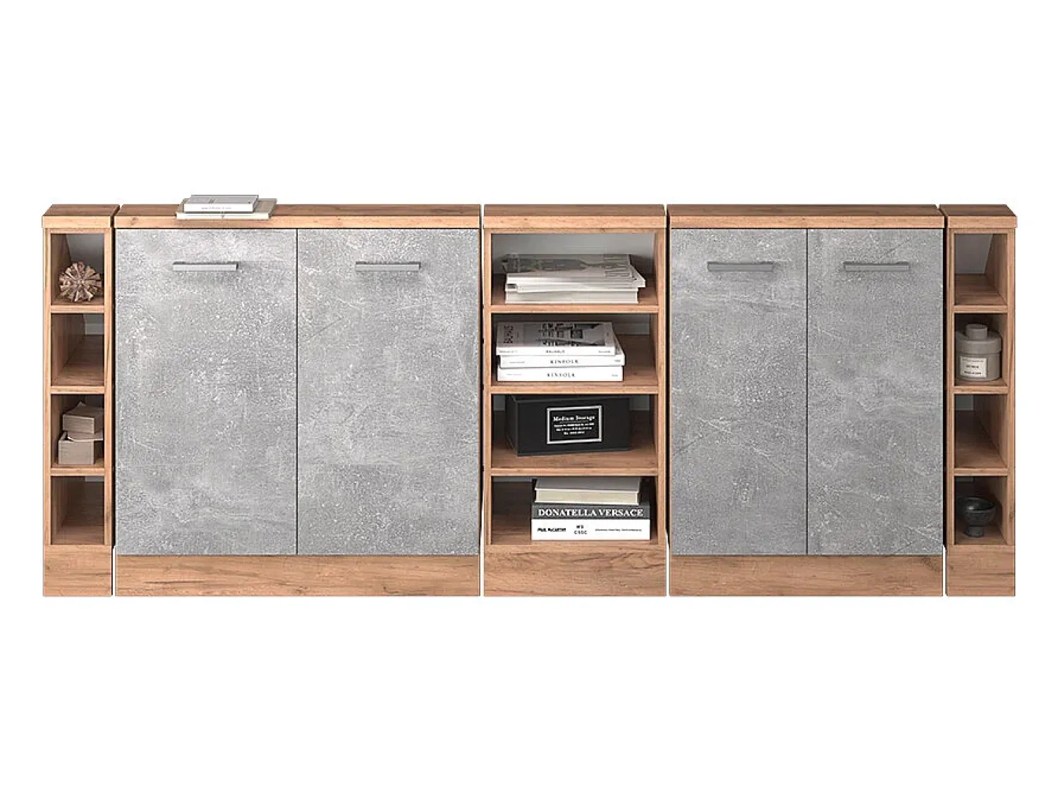 Móvel De Arrumação|Vicco Armário de cozinha para sótão inclinado betão 210x46x81.6 r-line Cinzento claro