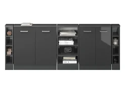 Discount Vicco Armário de cozinha para sótão inclinado antracite alto brilho 210x46x81.6 r-line Cinza antracite
