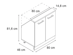 Clearance Vicco Armário de cozinha para sótão inclinado -cinza 80x46x81.6 r-line Azul