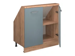 Clearance Vicco Armário de cozinha para sótão inclinado -cinza 80x46x81.6 r-line Azul