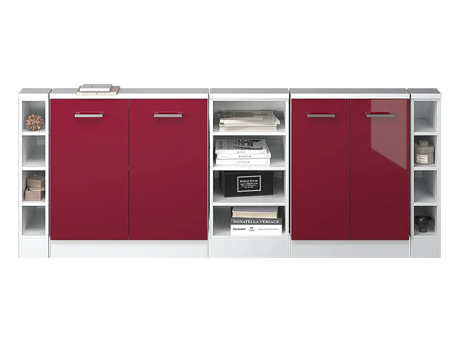 Vicco Armário de cozinha para sótão inclinado brilhante/branco 210x46x81.6 r-line^ Móvel De Arrumação