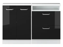 Vicco Armário de cozinha para sótão inclinado alto brilho 120x46x81.6 r-line^ Móvel De Arrumação