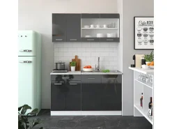 Vicco Armário de cozinha para sótão inclinado antracite alto brilho 140x46x81.6 r-line Cinza antracite
