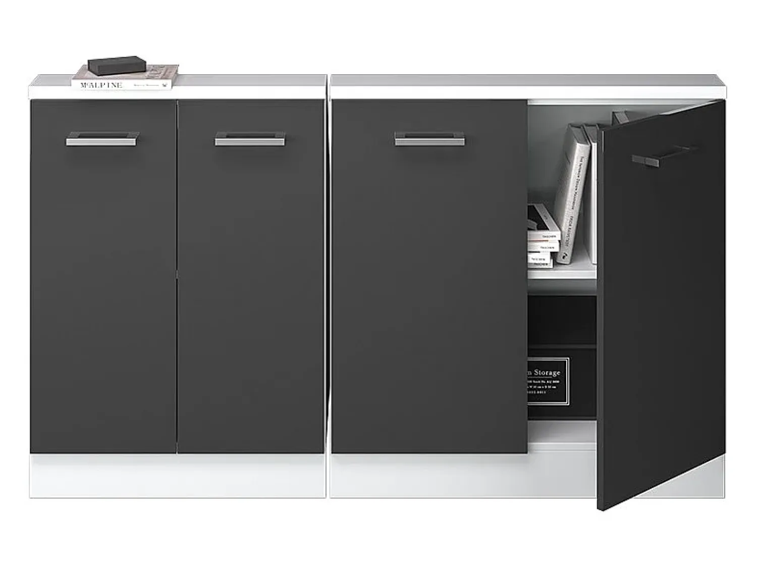 Vicco Armário de cozinha para sótão inclinado antracite alto brilho 140x46x81.6 r-line Cinza antracite