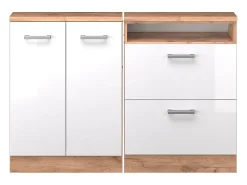Hot Vicco Armário de cozinha para sótão inclinado alto brilho 120x46x81.6 r-line Branco