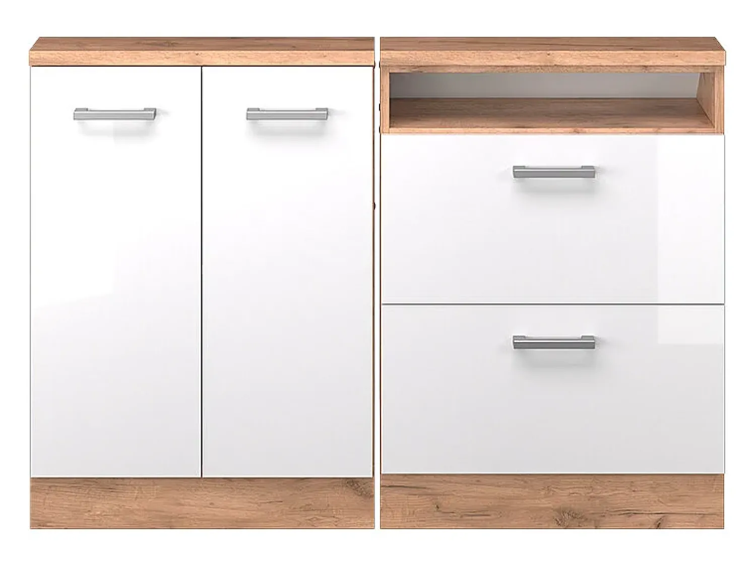 Hot Vicco Armário de cozinha para sótão inclinado alto brilho 120x46x81.6 r-line Branco