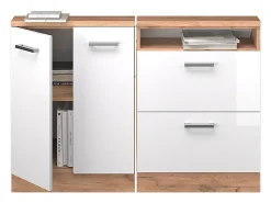 Hot Vicco Armário de cozinha para sótão inclinado alto brilho 120x46x81.6 r-line Branco