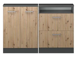 Vicco Armário de cozinha para sótão inclinado carvalho artesanal 120x46x81.6 r-line^ Móvel De Arrumação