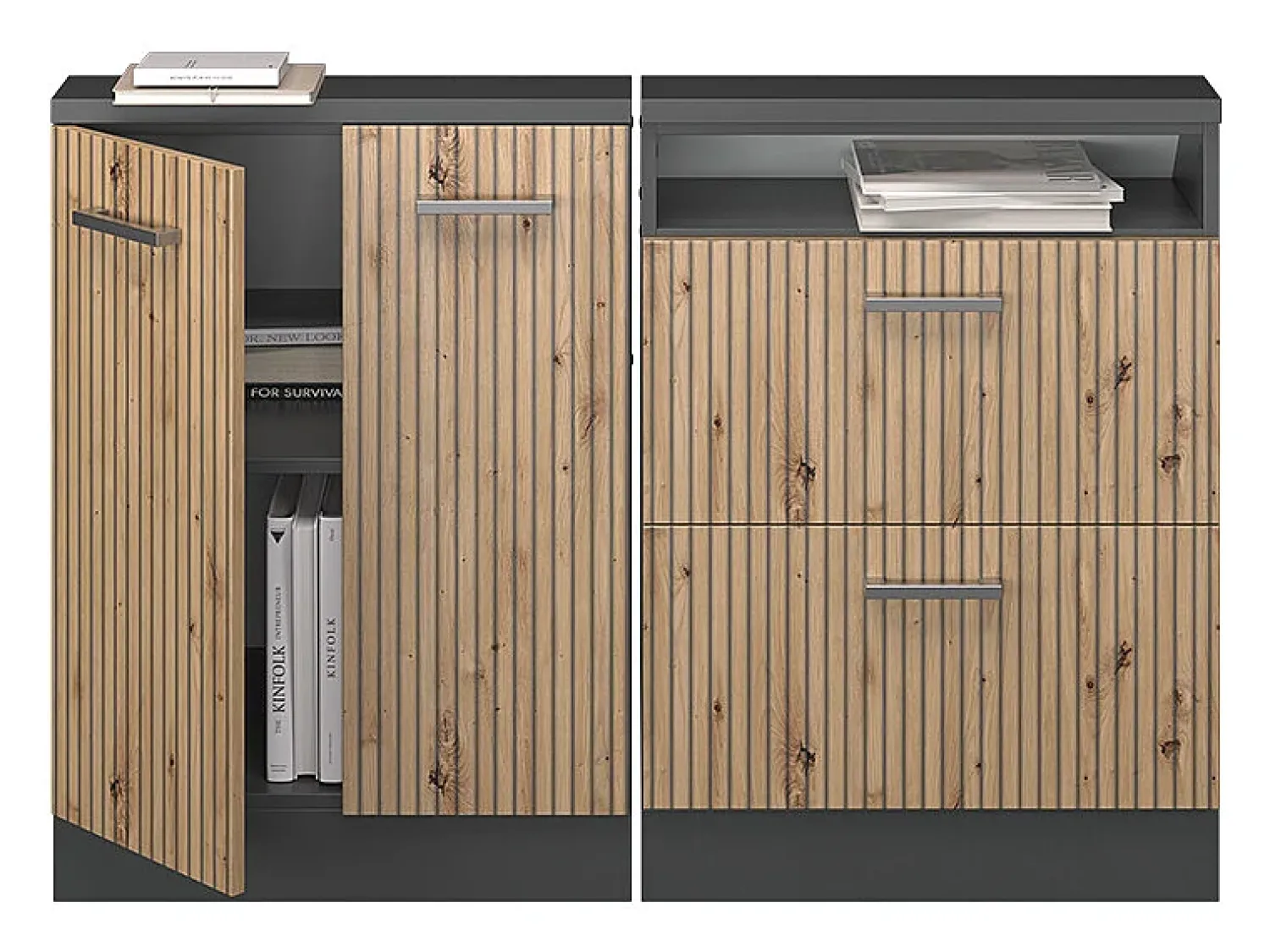 Vicco Armário de cozinha para sótão inclinado carvalho artesanal 120x46x81.6 r-line^ Móvel De Arrumação