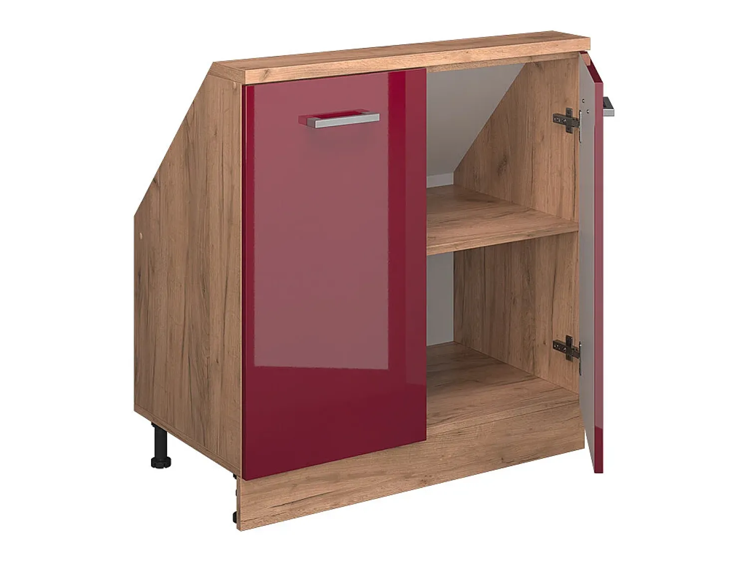 Outlet Vicco Armário de cozinha para sótão inclinado alto brilho 80x46x81.6 r-line Vermelho
