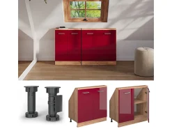 Outlet Vicco Armário de cozinha para sótão inclinado alto brilho 80x46x81.6 r-line Vermelho