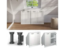 Móvel De Arrumação*Vicco Armário de cozinha para sótão inclinado casa de campo branca 80x46x81.6 r-line Branco sujo