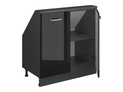 Vicco Armário de cozinha para sótão inclinado alto brilho 80x46x81.6 r-line^ Móvel De Arrumação
