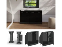 Vicco Armário de cozinha para sótão inclinado alto brilho 80x46x81.6 r-line^ Móvel De Arrumação