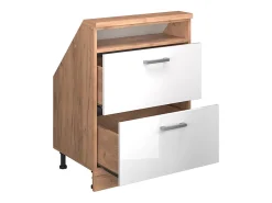 Outlet Vicco Armário de cozinha para sótão inclinado alto brilho 60x46x81.6 r-line Branco