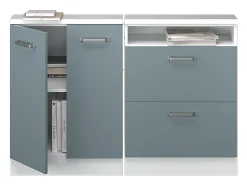 Vicco Armário de cozinha para sótão inclinado -cinza 120x46x81.6 r-line^ Móvel De Arrumação