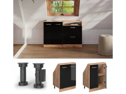 Móvel De Arrumação*Vicco Armário de cozinha para sótão inclinado alto brilho 60x46x81.6 r-line Preto