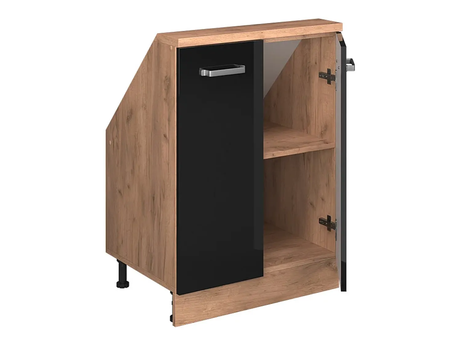 Móvel De Arrumação*Vicco Armário de cozinha para sótão inclinado alto brilho 60x46x81.6 r-line Preto