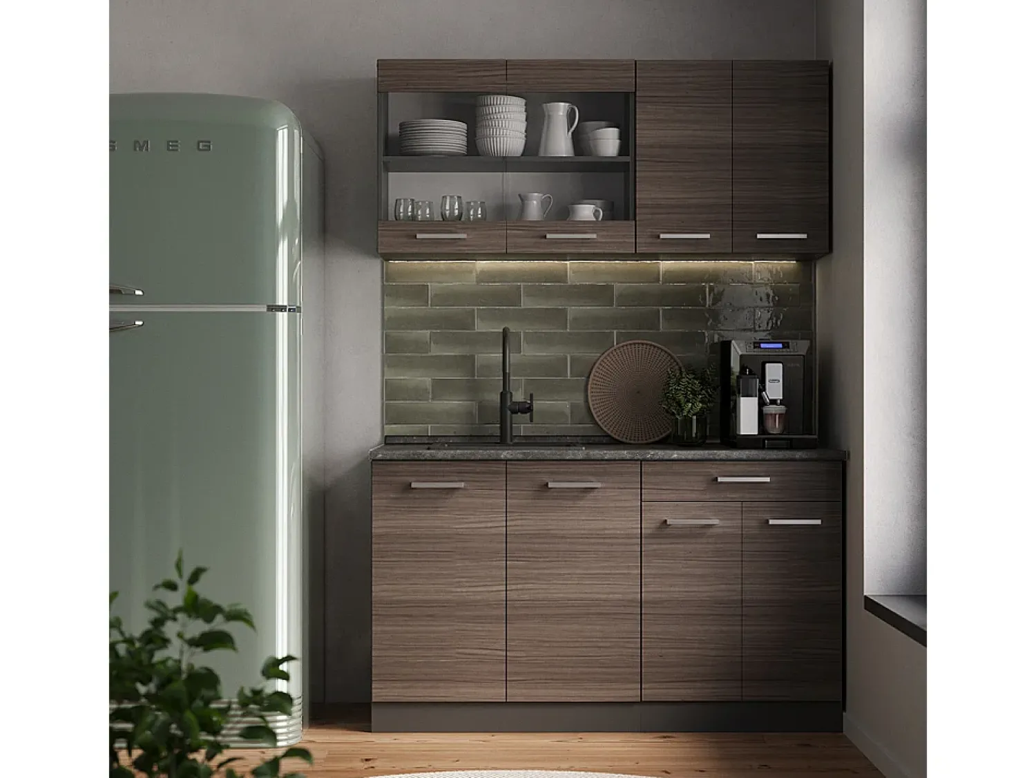 Vicco Armário de cozinha para sótão inclinado cinza nobre 60x46x81.6 r-line^ Móvel De Arrumação