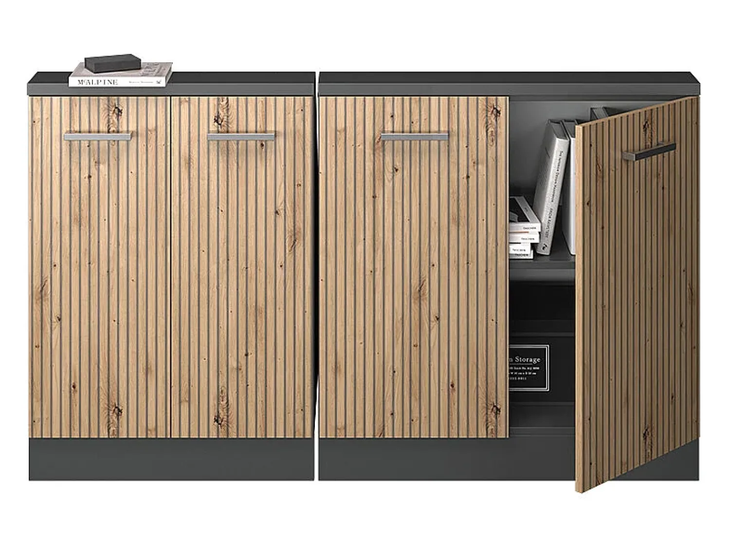 Online Vicco Armário de cozinha para sótão inclinado carvalho artesanal 140x46x81.6 r-line Natural claro