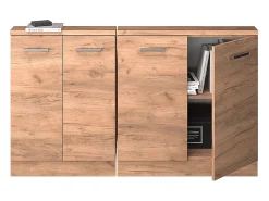 Vicco Armário de cozinha para sótão inclinado carvalho goldkraft 140x46x81.6 r-line^ Móvel De Arrumação