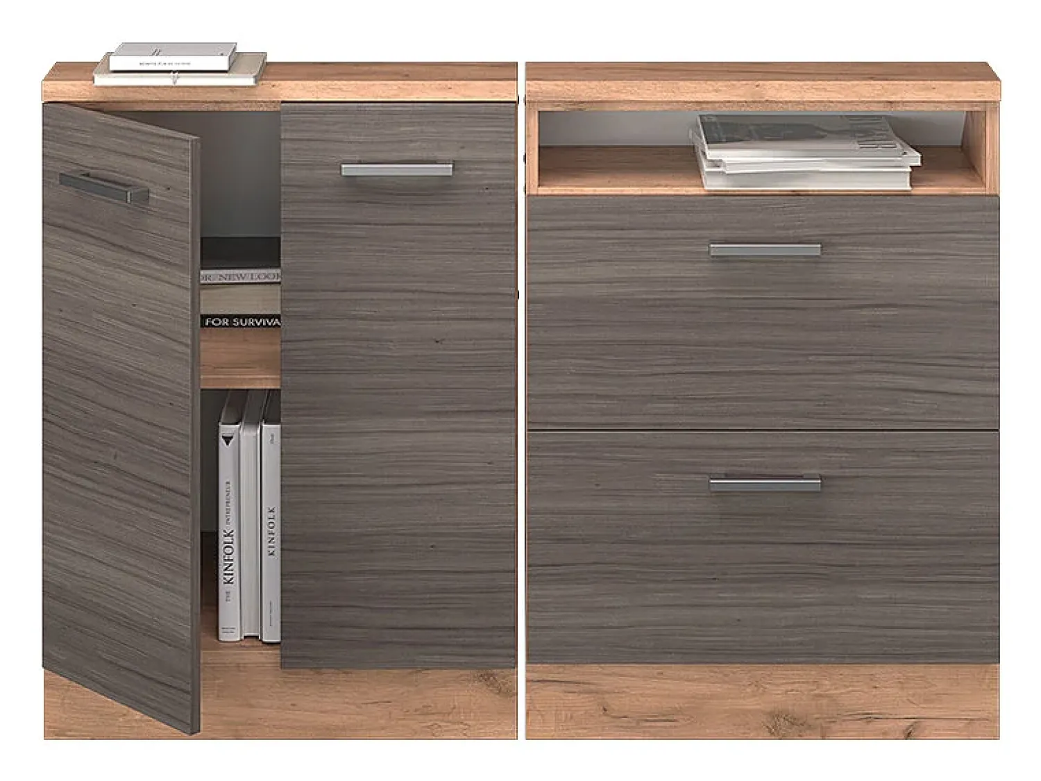 Móvel De Arrumação|Vicco Armário de cozinha para sótão inclinado cinza nobre 120x46x81.6 r-line Cinzento claro