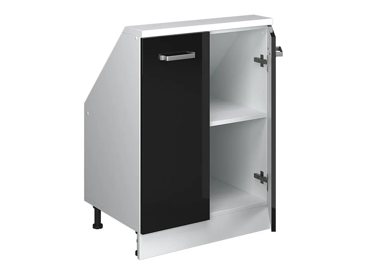 Móvel De Arrumação*Vicco Armário de cozinha para sótão inclinado alto brilho 60x46x81.6 r-line Preto