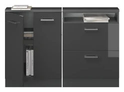 Vicco Armário de cozinha para sótão inclinado antracite alto brilho 120x46x81.6 r-line^ Móvel De Arrumação