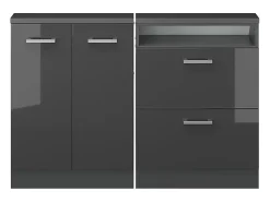 Vicco Armário de cozinha para sótão inclinado antracite alto brilho 120x46x81.6 r-line^ Móvel De Arrumação