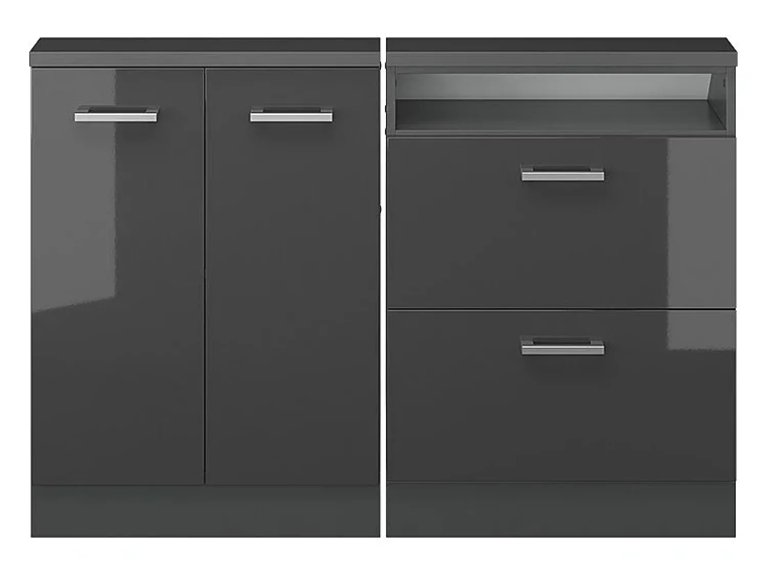 Vicco Armário de cozinha para sótão inclinado antracite alto brilho 120x46x81.6 r-line^ Móvel De Arrumação